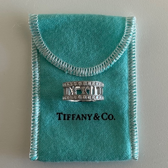 Tiffany & Co. Atlas Collection Open 18 Karat White Gold Band Ring with Diamonds - Picture 4 of 10